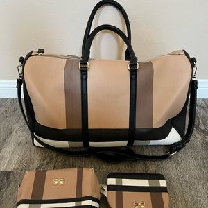 NWOT. Overnight/Weekend set. Duffle, cosmetic pouch and jewelry case.